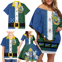 Solomon Islands Merry Christmas Family Matching Off Shoulder Short Dress and Hawaiian Shirt Santa Suit Style With Melanesian Pattern LT03 - Polynesian Pride