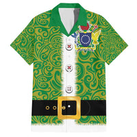 Cook Islands Merry Christmas Family Matching Short Sleeve Bodycon Dress and Hawaiian Shirt Santa Suit Style With Polynesian Pattern LT03 Dad's Shirt - Short Sleeve Green - Polynesian Pride