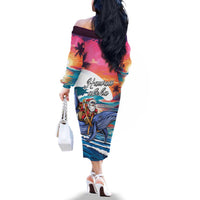 Hawaiian Mele Kalikimaka Family Matching Off The Shoulder Long Sleeve Dress and Hawaiian Shirt Santa Claus Driving The Whale with Sunset Ocean Landscape LT03 - Polynesian Pride