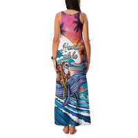 Hawaiian Mele Kalikimaka Family Matching Tank Maxi Dress and Hawaiian Shirt Santa Claus Driving The Whale with Sunset Ocean Landscape LT03 - Polynesian Pride