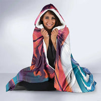 Hawaiian Mele Kalikimaka Hooded Blanket Santa Claus Driving The Whale with Sunset Ocean Landscape
