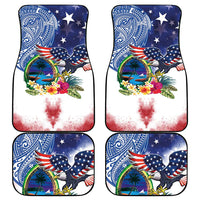 Guam and United States Together Car Mats Bald Eagle and Guam Seal with Flower and Tribal Tattoos LT03 - Polynesian Pride