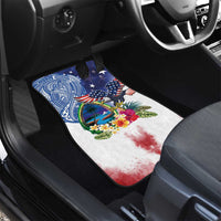 Guam and United States Together Car Mats Bald Eagle and Guam Seal with Flower and Tribal Tattoos LT03 - Polynesian Pride