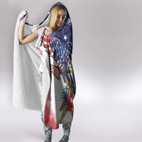 Guam and United States Together Hooded Blanket Bald Eagle and Guam Seal with Flower and Tribal Tattoos LT03 - Polynesian Pride