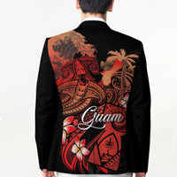 Guam Tribal Chamorro Blazer Polynesian Shark with Plumeria and Sea Vibe - Polynesian Pride