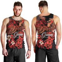 Guam Tribal Chamorro Men Tank Top Polynesian Shark with Plumeria and Sea Vibe - Polynesian Pride