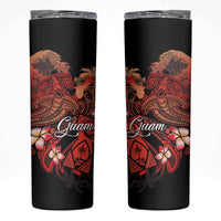 Guam Tribal Chamorro Skinny Tumbler Polynesian Shark with Plumeria and Sea Vibe LT03 Black - Polynesian Pride