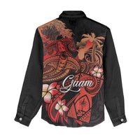 Guam Tribal Chamorro Women Casual Shirt Polynesian Shark with Plumeria and Sea Vibe LT03 - Polynesian Pride