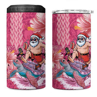 Hawaii Mele Kalikimaka 4 in 1 Can Cooler Tumbler Funny Santa with Tribal Tattoos Kakau Pink Color LT03 One Size: 16 oz Pink - Polynesian Pride