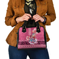 Hawaii Mele Kalikimaka Shoulder Handbag Funny Santa with Tribal Tattoos Kakau Pink Color - Polynesian Pride