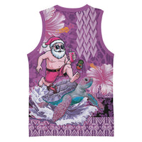 Hawaii Mele Kalikimaka Basketball Jersey Funny Santa with Tribal Tattoos Kakau Purple Color LT03 - Polynesian Pride