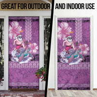 Hawaii Mele Kalikimaka Door Cover Funny Santa with Tribal Tattoos Kakau Purple Color LT03 - Polynesian Pride