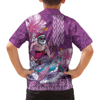 Hawaii Mele Kalikimaka Family Matching Summer Maxi Dress and Hawaiian Shirt Funny Santa with Tribal Tattoos Kakau Purple Color LT03 - Polynesian Pride