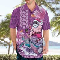 Hawaii Mele Kalikimaka Hawaiian Shirt Funny Santa with Tribal Tattoos Kakau Purple Color LT03 - Polynesian Pride