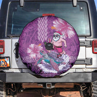 Hawaii Mele Kalikimaka Spare Tire Cover Funny Santa with Tribal Tattoos Kakau Purple Color LT03 Purple - Polynesian Pride
