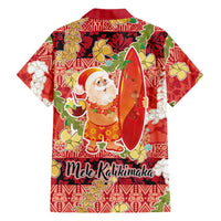 Hawaii Santa Mele Kalikimaka Family Matching Short Sleeve Bodycon Dress and Hawaiian Shirt Tropical Puakenikeni Lei with Polynesian Tribal Pattern LT03 - Polynesian Pride