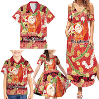 Hawaii Santa Mele Kalikimaka Family Matching Summer Maxi Dress and Hawaiian Shirt Tropical Puakenikeni Lei with Polynesian Tribal Pattern LT03 - Polynesian Pride