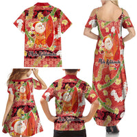 Hawaii Santa Mele Kalikimaka Family Matching Summer Maxi Dress and Hawaiian Shirt Tropical Puakenikeni Lei with Polynesian Tribal Pattern LT03 - Polynesian Pride