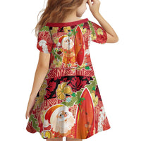 Hawaii Santa Mele Kalikimaka Family Matching Tank Maxi Dress and Hawaiian Shirt Tropical Puakenikeni Lei with Polynesian Tribal Pattern LT03 - Polynesian Pride