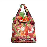 Hawaii Santa Mele Kalikimaka Grocery Bag Tropical Puakenikeni Lei with Polynesian Tribal Pattern LT03 1-pack One Size Red - Polynesian Pride