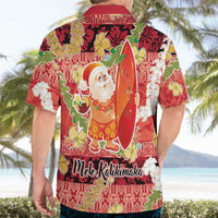 Hawaii Santa Mele Kalikimaka Hawaiian Shirt Tropical Puakenikeni Lei with Polynesian Tribal Pattern - Polynesian Pride