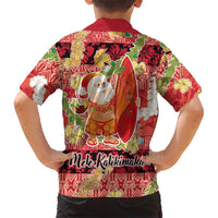 Hawaii Santa Mele Kalikimaka Hawaiian Shirt Tropical Puakenikeni Lei with Polynesian Tribal Pattern - Polynesian Pride