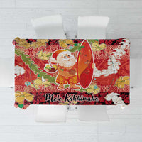 Hawaii Santa Mele Kalikimaka Tablecloth Tropical Puakenikeni Lei with Polynesian Tribal Pattern LT03 Red - Polynesian Pride