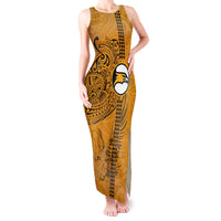 Nanakuli High and Intermediate School Tank Maxi Dress Tribal Kakau Pattern LT03 Women Yellow - Polynesian Pride