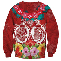 Polynesian Valentine Day Sweatshirt Love Couple Turtle Maori Hibiscus Red Style LT03 - Polynesian Pride