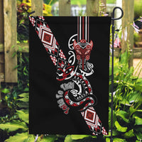 Aotearoa Toitu Te Tiriti-Honour the Treaty Garden Flag Maori Taniwha Haka with Taniko and Tukutuku LT03 Garden Flag Black - Polynesian Pride
