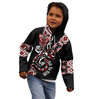 Aotearoa Toitu Te Tiriti-Honour the Treaty Kid Hoodie Maori Taniwha Haka with Taniko and Tukutuku LT03 - Polynesian Pride