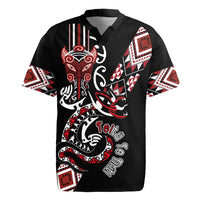 Aotearoa Toitu Te Tiriti-Honour the Treaty Rugby Jersey Maori Taniwha Haka with Taniko and Tukutuku LT03 Black - Polynesian Pride