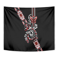Aotearoa Toitu Te Tiriti-Honour the Treaty Tapestry Maori Taniwha Haka with Taniko and Tukutuku LT03 - Polynesian Pride