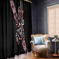 Aotearoa Toitu Te Tiriti-Honour the Treaty Window Curtain Maori Taniwha Haka with Taniko and Tukutuku LT03 - Polynesian Pride