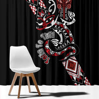Aotearoa Toitu Te Tiriti-Honour the Treaty Window Curtain Maori Taniwha Haka with Taniko and Tukutuku LT03 - Polynesian Pride