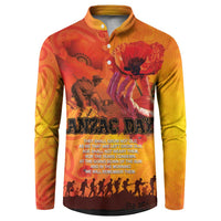 Australia and New Zealand ANZAC Day Button Sweatshirt Soldiers Memories - Red Poppies with Aboriginal and Maori Art LT03 Orange-Yellow - Polynesian Pride