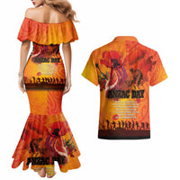 Australia and New Zealand ANZAC Day Couples Matching Mermaid Dress and Hawaiian Shirt Soldiers Memories - Red Poppies with Aboriginal and Maori Art LT03 - Polynesian Pride