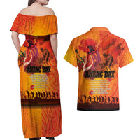 Australia and New Zealand ANZAC Day Couples Matching Off Shoulder Maxi Dress and Hawaiian Shirt Soldiers Memories - Red Poppies with Aboriginal and Maori Art LT03 - Polynesian Pride