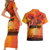 Australia and New Zealand ANZAC Day Couples Matching Short Sleeve Bodycon Dress and Hawaiian Shirt Soldiers Memories - Red Poppies with Aboriginal and Maori Art LT03 - Polynesian Pride