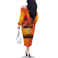 Australia and New Zealand ANZAC Day Family Matching Off The Shoulder Long Sleeve Dress and Hawaiian Shirt Soldiers Memories - Red Poppies with Aboriginal and Maori Art LT03 - Polynesian Pride