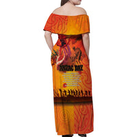 Australia and New Zealand ANZAC Day Family Matching Off Shoulder Maxi Dress and Hawaiian Shirt Soldiers Memories - Red Poppies with Aboriginal and Maori Art LT03 - Polynesian Pride