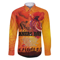 Australia and New Zealand ANZAC Day Family Matching Off Shoulder Short Dress and Hawaiian Shirt Soldiers Memories - Red Poppies with Aboriginal and Maori Art LT03 Dad's Shirt - Long Sleeve Orange-Yellow - Polynesian Pride