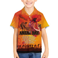 Australia and New Zealand ANZAC Day Family Matching Summer Maxi Dress and Hawaiian Shirt Soldiers Memories - Red Poppies with Aboriginal and Maori Art LT03 Son's Shirt Orange-Yellow - Polynesian Pride
