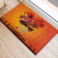 Australia and New Zealand ANZAC Day Rubber Doormat Soldiers Memories - Red Poppies with Aboriginal and Maori Art LT03 - Polynesian Pride