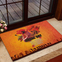 Australia and New Zealand ANZAC Day Rubber Doormat Soldiers Memories - Red Poppies with Aboriginal and Maori Art LT03 - Polynesian Pride