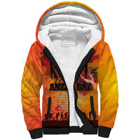 Australia and New Zealand ANZAC Day Sherpa Hoodie Soldiers Memories - Red Poppies with Aboriginal and Maori Art LT03 Unisex Orange-Yellow - Polynesian Pride