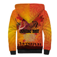 Australia and New Zealand ANZAC Day Sherpa Hoodie Soldiers Memories - Red Poppies with Aboriginal and Maori Art LT03 - Polynesian Pride