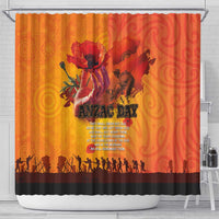 Australia and New Zealand ANZAC Day Shower Curtain Soldiers Memories - Red Poppies with Aboriginal and Maori Art LT03 - Polynesian Pride
