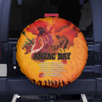 Australia and New Zealand ANZAC Day Spare Tire Cover Soldiers Memories - Red Poppies with Aboriginal and Maori Art LT03 No hole Orange-Yellow - Polynesian Pride