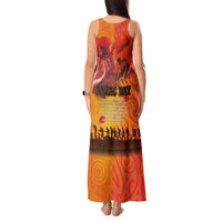 Australia and New Zealand ANZAC Day Tank Maxi Dress Soldiers Memories - Red Poppies with Aboriginal and Maori Art LT03 - Polynesian Pride